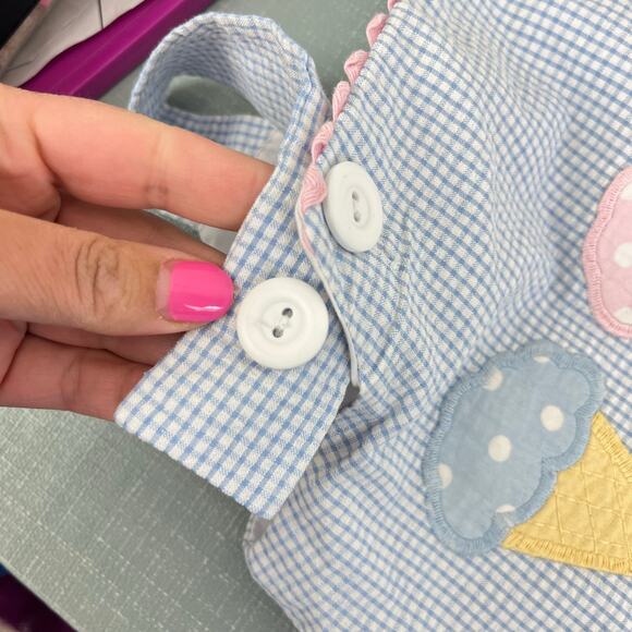 The Bailey Boys Blue Gingham Applique Ice Cream Dress 4T USA - Picture 11 of 11